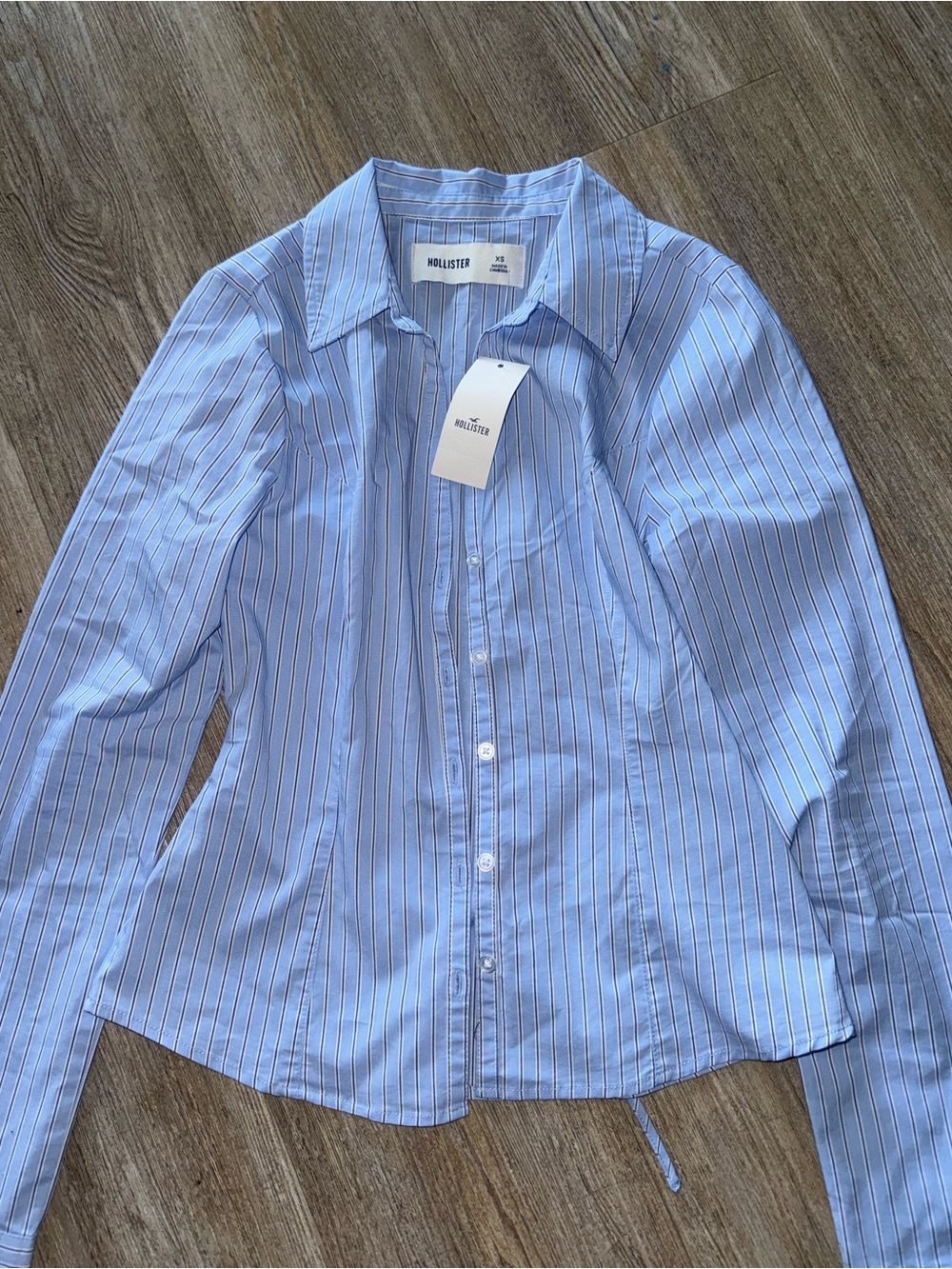 NEW Hollister Light Blue Striped Button-Down Shirt